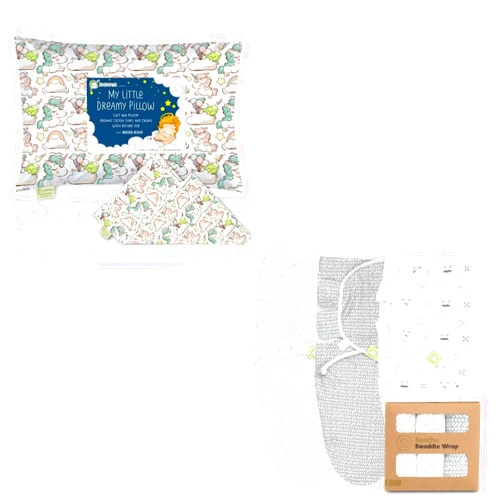 KeaBabies Toddler Pillowcase and Organic Baby Swaddle Sleep Sacks Bundle - 100% Natural Cotton Pillowcase (Unicorn Dreams) - Swaddling Wrap Blanket Sleeping Bag for Newborn (Nordic)