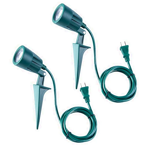 AizzKry Outdoor Spotlight Plug in, Weather Resistant, Heavy Duty Stake, Landscape Light for Yard, Tree, Flag, Holiday Decor, 6FT Cord, 120V 300LM 5000K, Green, ETL Listed, 2Pack
