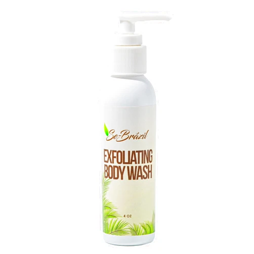 Se-Brázil Exfoliating Body Wash & Exfoliating Glove, Salicylic Acid & Lactic Acid with Vitamin E to Gently Exfoliate and Hydrate Skin, 4 oz