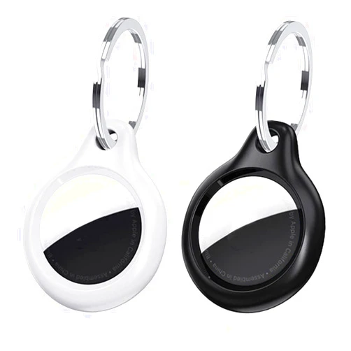 YOHIBET Shockproof Cover Loop with Keychain Ring Holder Skin Protector Protective Case Tracker Finder Locator Anti-Lost Protector Holder Fit for AirTag, 2Pcs Wear-Resistant Hard PC Cover Fit for AirTag
