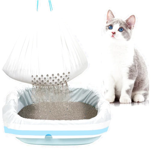 Jutom 84 Count Large Sifting Cat Litter Bags 31 x 18 Inch Cat Litter Box Liners with Holes Drawstring Box Liners Disposable Thick Scratch Resistant Pet Animal Group Bags