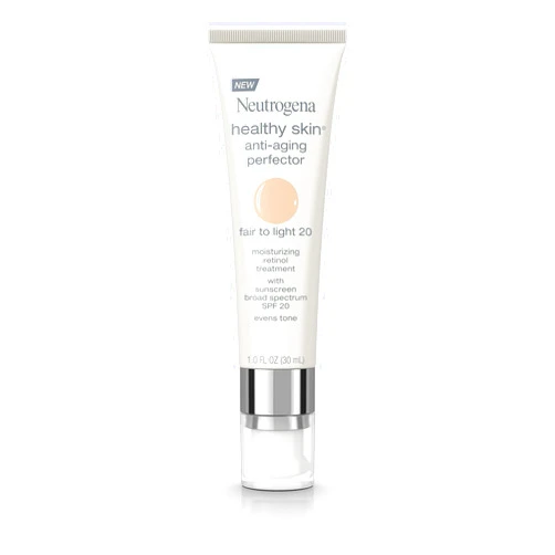 Neutrogena Retinol Treatment and Tinted Facial Moisturizer, Healthy Skin Anti-Aging Perfector with Broad Spectrum SPF 20 Sunscreen with Titanium Dioxide, 20 Fair to Light, 1 fl. oz