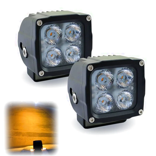 Handster Amber LED Pod Light 3inch Cube Spot Driving Lamp IP68 Waterproof CNC'd Aviation Aluminum Housing Work Lights 2PCS for Motorcycle Off Road Truck Heavy Duty and Marine