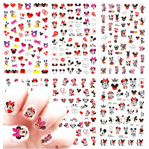 JinPren Cute Nail Art Stickers Nail Decals 6 Sheets 3D Self-Adhesive Nail Stickers Design Cute Nail Stickers Cartoon Nail Decals Kawaii Nail Art Charm for Women Girls Nail Art Supplies