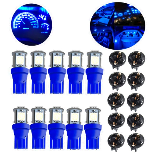 MONNSS 194 LED Bulb,168 T10 2825 W5W LED Bulbs for Car Interior Lights Dashboard Gauge Light License Plate Lights Dome Map Side Maker Lights Ice Blue Twist Lock Socket 10 Pack