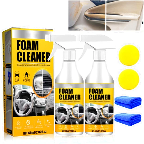 HongChengSM Multi-Purpose Foam Cleaner,Car Interior Foam Refinisher Cleaner,All Around Master Foam Cleaner, Foam Cleaner All Purpose for Car, Interior (2pcs)