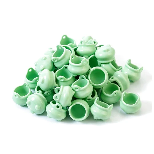Tiecawk 36Pcs Mini Witch Cauldron Halloween Witch Cauldron Kettles Plastic Miniature Cauldron Pot for Halloween Wizard Theme Party St Patrick's Day Favor Decor DIY Craft (Green)