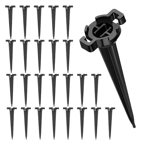 AuroraBTQ 100-pack plastic stakes, 4.5 Inch Christmas Yard Stakes for C7 C9 Christmas light Outdoor Holiday Light Black Plastic Light Lawn Stakes for Christmas Decorations Lights Patio Path Walkway - Black