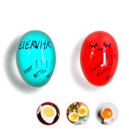 HeyooHeloo Boiled Egg Timer, Heat Sensitive Hard, Medium, Soft Boiled Color Changing Reusable Safe, Durable (2 - Pack (Red and Blue))