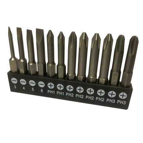 Aiyun 12 Piece Slotted Phillips Screwdriver Bit Set, 1/4 Inch Hex Shank S2 Steel Magnetic 2 Inch Long Drill Bits (2 Inch)