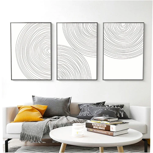FSZSEES Minimalist Circle Geometric Line Art Boho Wall Art Set of 3 Neutral Abstract Canvas Painting Pictures Boho Prints Wall Art Unframed Artwork Posters for Bedroom Living Room Wall Decor 16x24 Inch