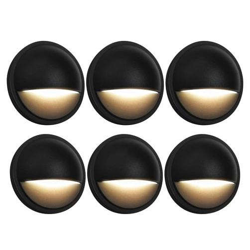 GKOLED 6-Pack Low Voltage LED Deck Lights, Landscape Stair Railing Light Fixture, 2W 3000K Integrated LED Chips, Die-cast Aluminum 12V AC/DC Accent Lighting with Black Powder Coated Finish, UL-Listed