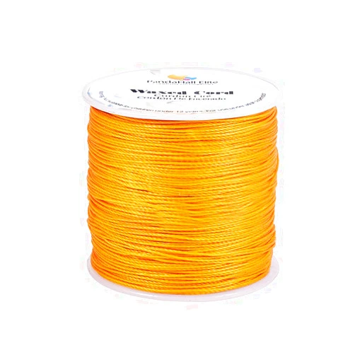 PH PandaHall 116 Yards 0.5mm Waxed Polyester Cords Round Thread Gold Beading String Spool for Jewelry Bracelet Necklace Making Macrame Supplies