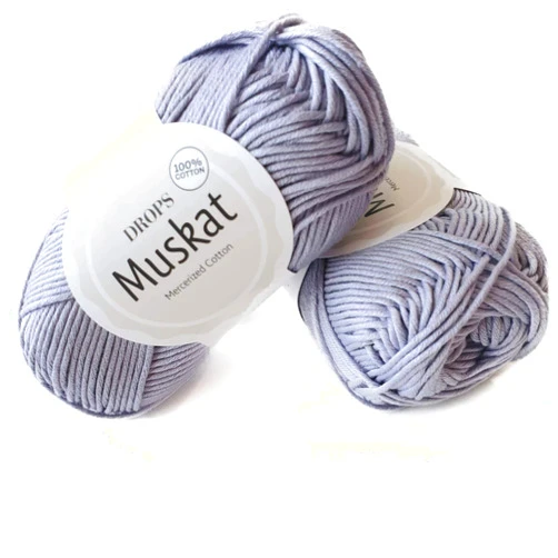 Drops Mercerized 100% Cotton Yarn for Knitting and Crocheting, 3 or Light, DK, Worsted Weight, Drops Muskat, 1.8 oz 109 Yards per Ball (01 Lavender)