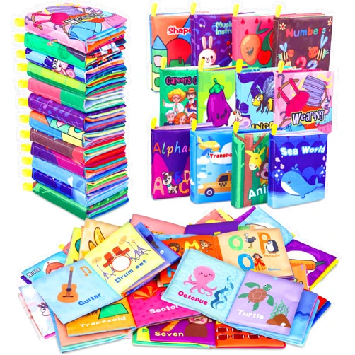 Toyk Baby Bath Books, Fabric Soft Baby Cloth Books, Early Education Toys, Waterproof Baby Books for Toddler, Newborn, Infants Perfect Shower Toys, Kids Bath Toys Baby Gift (12PCS)