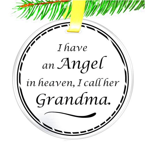Elegant Chef Grandma Memorial Ornament Christmas Keepsake Gift- I Have an Angel in Heaven I Call Her Grandma- Loss of Grandmother Remembrance Sympathy Gift- 3 inch Flat Stainless Steel