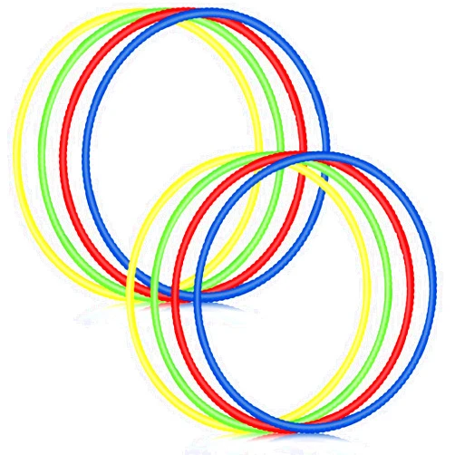 Sratte 8 Pcs Color Hoop Detachable Adjustable Hoop Exercise Ring Plastic Toys for Teens Games Gymnastics Dog Agility Equipment Party Decor, 4 Colors