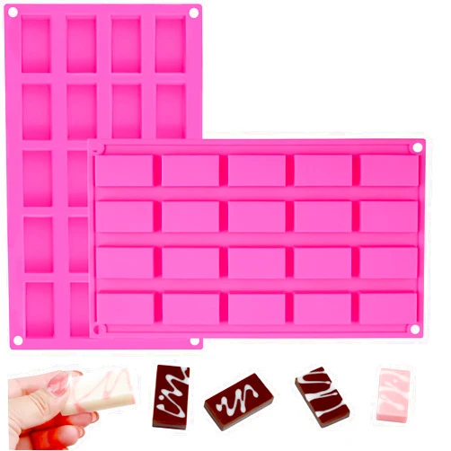 Sakola 2 Pack Chocolate Bars Silicone Molds, Rectangles Candy Bars Mold, Making Protein Bars, Caramels, Granola Bars, Ice Cube, Dessert, Soap, Energy Bar and Praline