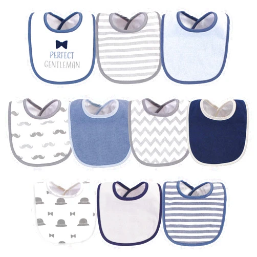 Hudson Baby Unisex Baby Cotton and Polyester Bibs, Perfect Gentleman, One Size