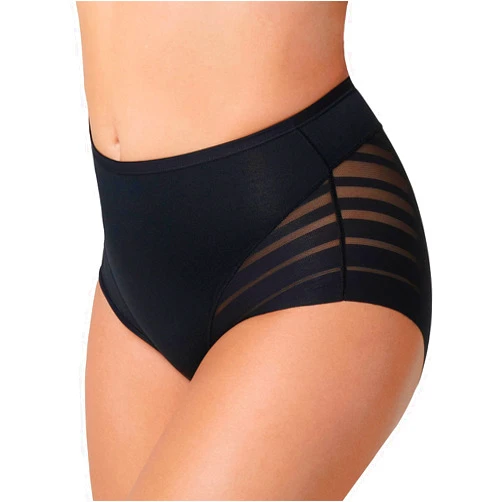 Leonisa High Waisted Invisible Tummy Control Shapewear for Women - Stripe Lace Ladies Underwear Panties