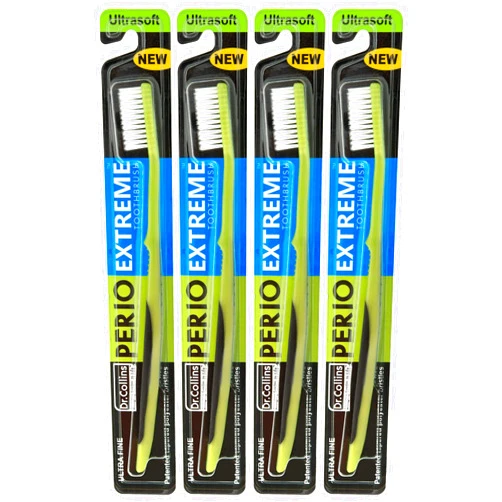 Dr. Collins Perio Extreme Toothbrush, (Colors Vary) (Pack of 4)