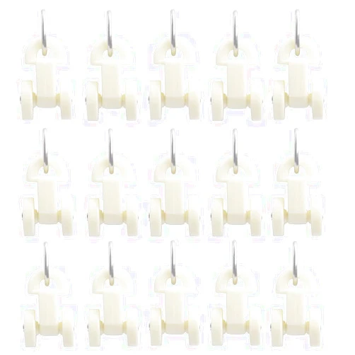 Kuasting Curtain Track Twin Wheeled Ceiling Track Plastic Rollers Wheeled White 50 Pcs Curtain Rail Ceiling Gliders Wheeled for Windows Shower Curtain Tracks (50)