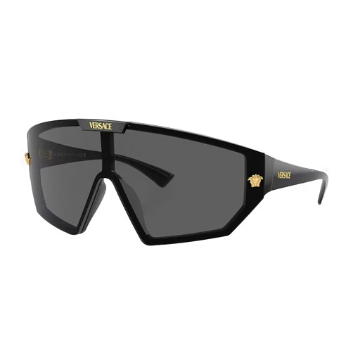 Versace VE 4461 GB1/87 Black Plastic Shield Sunglasses Grey Lens