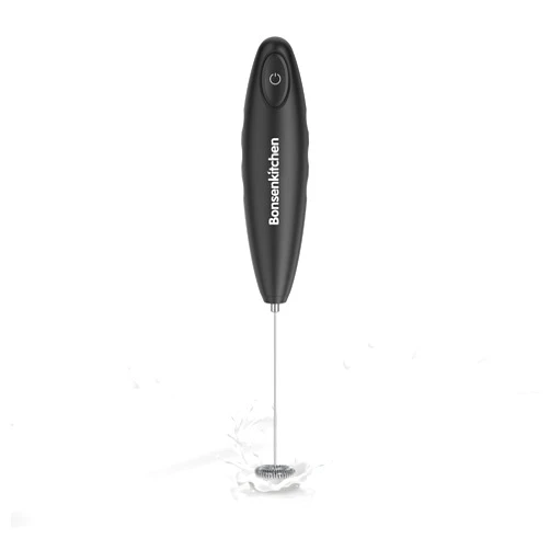 Bonsenkitchen Milk Frother Handheld, Automatic Milk Foam Maker Hand Frother for Coffee, Matcha, Hot Chocolate, Battery Operated Mini Drink Mixer-Black
