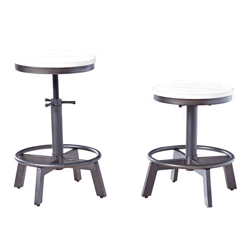 Signature Design by Ashley Torjin Industrial Adjustable Height Counter Barstool, 2 Count, White & Black