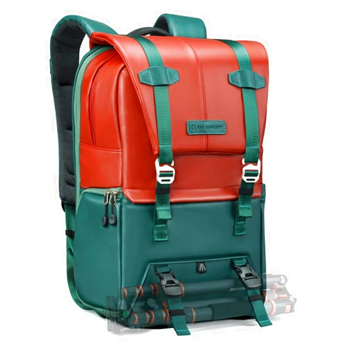 K&F Concept 20L Camera Case for Photographers Large Capacity PU Leather Camera Bags with Raincover, 15.6 Inch Laptop Compartment for Camera Drone Bags