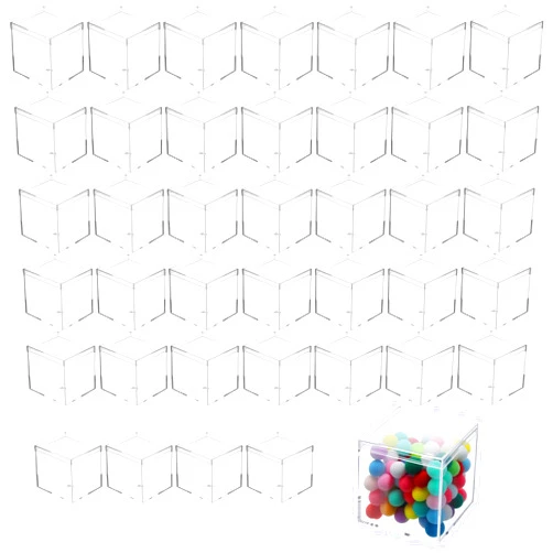 Limbeuuu 40 Pcs Acrylic Box with Lid Clear Small Acrylic Box Plastic Square Cube with Lid Mini Containers Display 2.2 x 2.2 x 2.2 Inch for Candy Tiny Jewelry Toys Gifts