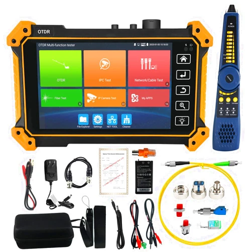 WANLUTECH OTDR Fiber Optic Tester, WANLUTECH Fiber Tester 1310/1550nm 28/26dB 5.4 inch Touchscreen Event Map OPM OLS VFL Support 4K IP Camera Test Cable Tracer RJ45 Cable TDR Test PoE Power Output Network Tools