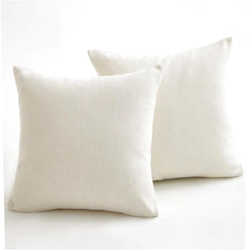Sunday Praise Decorative Throw Pillow Covers Solid Linen Square Accent Pillow Cases 18x18 Inches Cushion Covers for Sofa Couch Bed&Chair,Pack of 2 (Cream White)