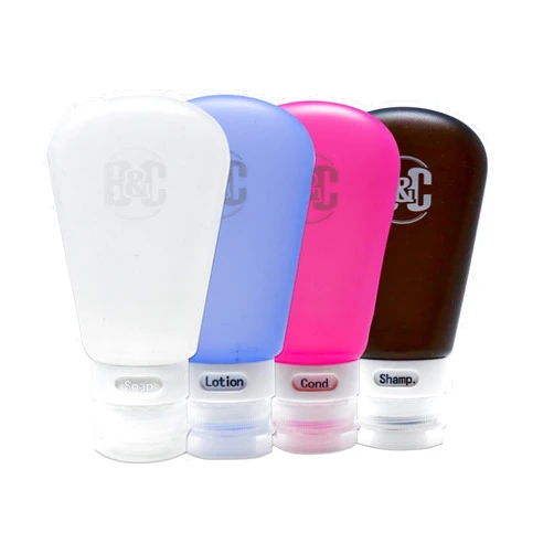 Bag&Carry Silicone Travel Bottles Set - 4x3oz Squeezable Travel Containers TSA Approved