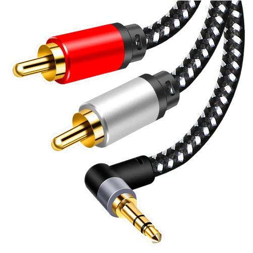 YiIinet 3.5mm Aux Cables, 90° RCA Audio Cable, 3.5mm to 2-Male RCA Stereo Splitter Cable 1/8
