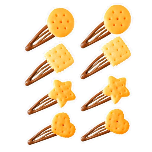 Fosrisix 8 Pcs Novelty Biscuit Snap Clips for Girls Cute Food Hair Clips Fun Cookie Hairpins Baking Barrettes Funky Cartoon Hair Accessories for Back to School, Cosplay, Birthday & Costume