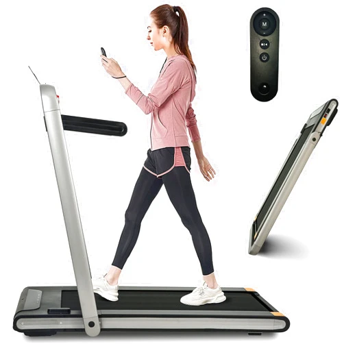 CNANXU Foldable Treadmill with Incline, Folding Treadmill for Home Electric Treadmill Workout Running Machine, Handrail Controls Speed, Pulse Monitor,APP (Silver)