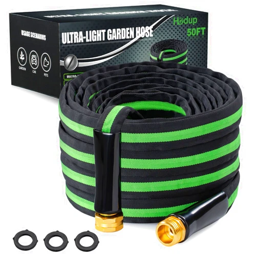 HODUP Garden Hose 50 FT - Lightweight, Super Flexible, Convenient Storage, Non-Expanding, Kink-Free, Ideal for Yard Outdoor Use (Black-Green, 50 FT)