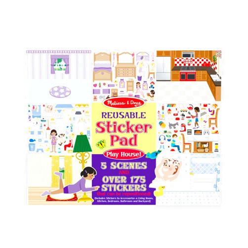 Melissa & Doug Reusable Sticker Pad Set: Play House - 175+ Reusable Stickers