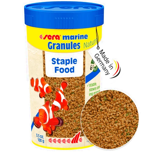 sera Marine Granules Nature Staple Food 3.5oz | for Saltwater Fish | Free of Dyes and Preservative | with Marine Algae, Spirulina & Krill | Ideal for Mid-Water & Bottom Feeders