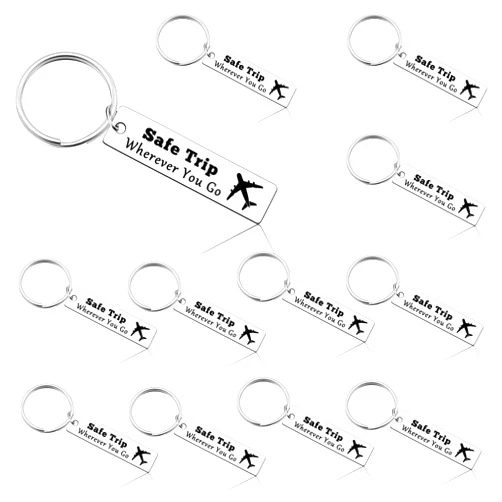 Vadaka 12 Pcs Travelers Gift Keychain Pilot Gift for Women Men Fly Safe Gift Aviation Jewelry Flight Attendant Gift Aviation Graduation Gift Funny Birthday Gift for Travelers Pilot Birthday Jewelry for Him