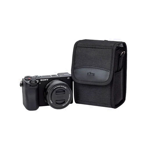 KIWIFOTOS Travel Camera Bag with Strap, Camera Carrying Case for Fujifilm Fuji X100VI X100V X100F Sony A6700 A6600 A6000 A6100 Ricoh GR III Canon EOS M5+EF Compact Camera Bags Black