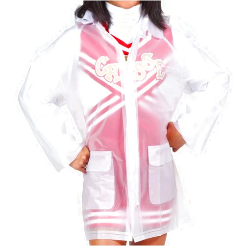 Chassé Chasse Cheer Clear Raincoat With Detachable Hood and Pockets - Front Zip and Snaps - Womens Sizes
