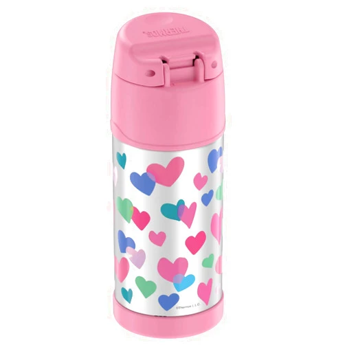 THERMOS FUNTAINER F4101 Stainless Steel Kids Bottle, 12 Ounce, Hearts