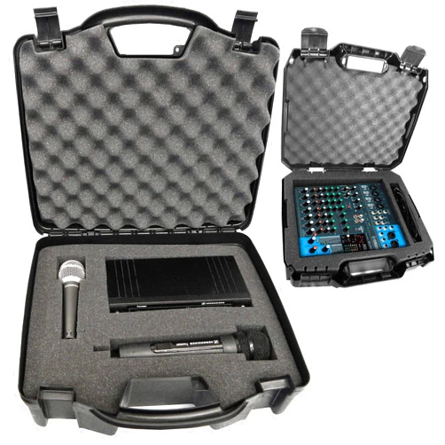 CASEMATIX Wireless Microphone Travel Case with Customizable Foam Mixer Travel Case for Mixers up to 14