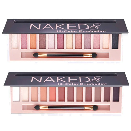 Sulily 2 Pcs 12 Colors Eye Shadow Palette,Nude Matte Smokey Shimmer Glitter Eyeshadow Palette,Blendable Rich Colors,Waterproof Beauty Makeup Palette Kit with Double-Ended Makeup Brush(A+B)