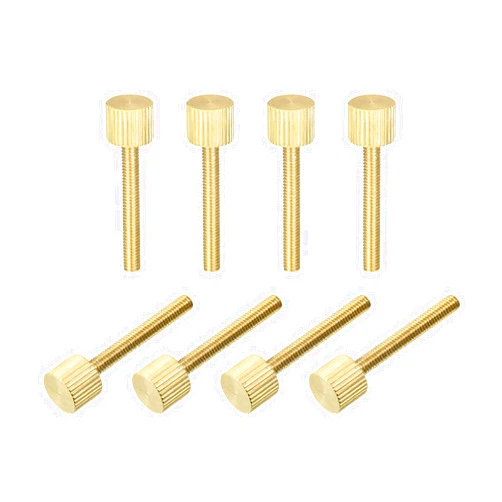 uxcell Knurled Thumb Screws, M4x30mm Flat Brass Bolts Grip Knobs Fasteners for PC, Electronic, Mechanical 8Pcs
