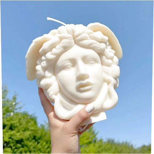 LSLEVA Large Medusa Snake Hair Face Silicone Molds, DIY Goddess Molds for Candle Making, Abstract face Aroma Gypsum Molds for Home Decor Art Crafts