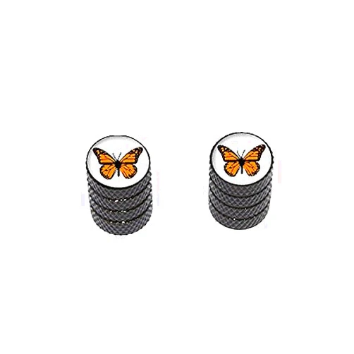 GRAPHICS & MORE Graphics and More Monarch Butterfly - Motorcycle Bike Bicycle - Tire Rim Valve Stem Caps - Black