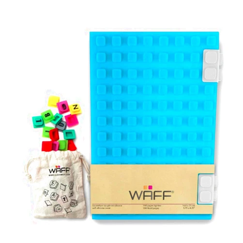 WAFF Navy Blue Journal Notebook, Personalized Journal With 100 Lego Like Cubes, Refillable Notebook, 190 Lined Pages, Creative Birthday Gift, Kids Diary (Navy Blue, Large A5)